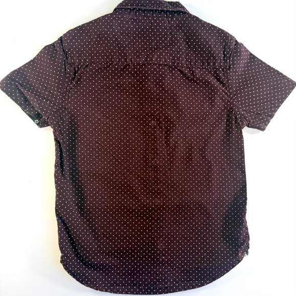 Denim and Flower Boys Burgundy Polka Dot Button Up Shirt Size 5/6 - Picture 2 of 5